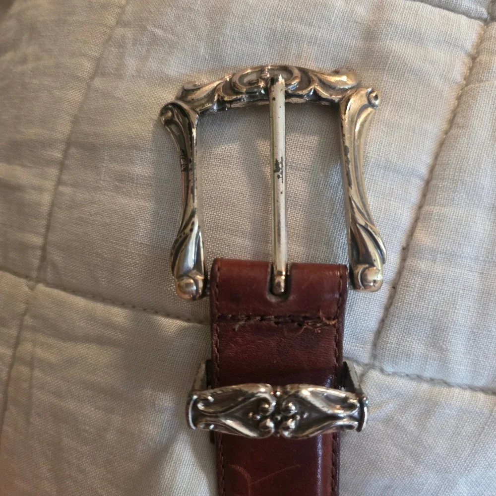 Fossil Leather Belt Womens 44 Brown Good Western Silver Concho BT7766-20605